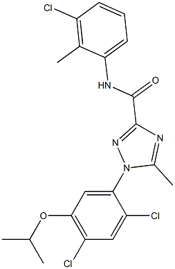 N-(3-chloro-2-methylphenyl)-1-(2,4-dichloro-5-isopropoxyphenyl)-5-methyl-1H-1,2,4-triazole-3-carboxamide 구조식 이미지