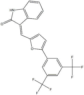 3-({5-[3,5-di(trifluoromethyl)phenyl]-2-furyl}methylidene)indolin-2-one 구조식 이미지