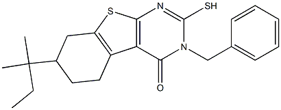 3-Benzyl-7-(1,1-dimethyl-propyl)-2-mercapto-5,6,7,8-tetrahydro-3H-benzo[4,5]thieno[2,3-d]pyrimidin-4-one Structure