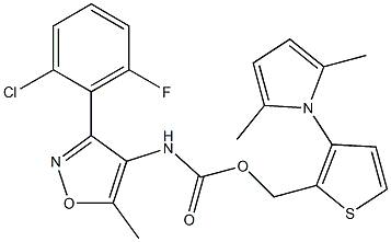 [3-(2,5-dimethyl-1H-pyrrol-1-yl)-2-thienyl]methyl N-[3-(2-chloro-6-fluorophenyl)-5-methylisoxazol-4-yl]carbamate 구조식 이미지