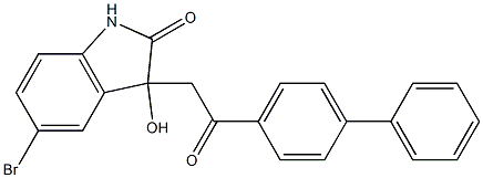 3-(2-[1,1'-biphenyl]-4-yl-2-oxoethyl)-5-bromo-3-hydroxy-1,3-dihydro-2H-indol-2-one 구조식 이미지