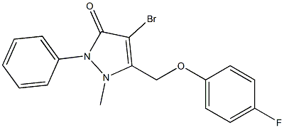 4-bromo-5-[(4-fluorophenoxy)methyl]-1-methyl-2-phenyl-1,2-dihydro-3H-pyrazol-3-one 구조식 이미지