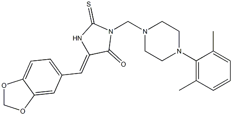 5-(1,3-benzodioxol-5-ylmethylene)-3-{[4-(2,6-dimethylphenyl)piperazino]methyl}-2-thioxotetrahydro-4H-imidazol-4-one Structure