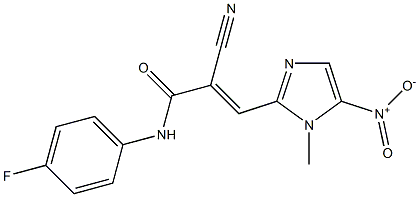 N1-(4-fluorophenyl)-2-cyano-3-(1-methyl-5-nitro-1H-imidazol-2-yl)acrylamide 구조식 이미지