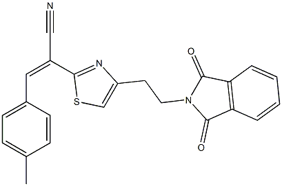 (Z)-2-{4-[2-(1,3-dioxo-1,3-dihydro-2H-isoindol-2-yl)ethyl]-1,3-thiazol-2-yl}-3-(4-methylphenyl)-2-propenenitrile 구조식 이미지