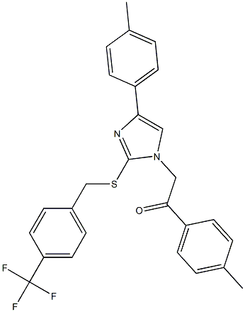 1-(4-methylphenyl)-2-(4-(4-methylphenyl)-2-{[4-(trifluoromethyl)benzyl]sulfanyl}-1H-imidazol-1-yl)-1-ethanone 구조식 이미지