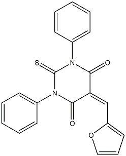 5-(2-furylmethylidene)-1,3-diphenyl-2-thioxohexahydropyrimidine-4,6-dione Structure