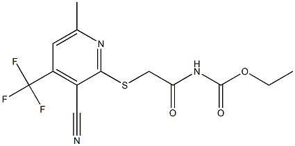 ethyl N-(2-{[3-cyano-6-methyl-4-(trifluoromethyl)-2-pyridinyl]sulfanyl}acetyl)carbamate Structure