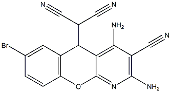 2-(2,4-diamino-7-bromo-3-cyano-5H-chromeno[2,3-b]pyridin-5-yl)malononitrile Structure