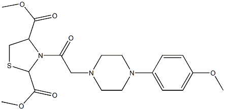 dimethyl 3-{2-[4-(4-methoxyphenyl)piperazino]acetyl}-1,3-thiazolane-2,4-dicarboxylate 구조식 이미지