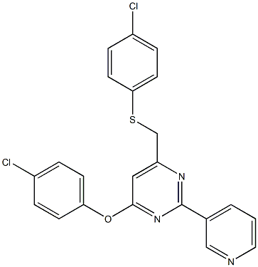 4-(4-chlorophenoxy)-6-{[(4-chlorophenyl)sulfanyl]methyl}-2-(3-pyridinyl)pyrimidine 구조식 이미지