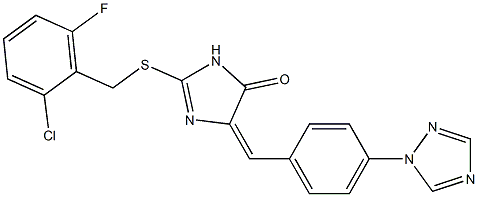 2-[(2-chloro-6-fluorobenzyl)sulfanyl]-5-{(E)-[4-(1H-1,2,4-triazol-1-yl)phenyl]methylidene}-3,5-dihydro-4H-imidazol-4-one 구조식 이미지