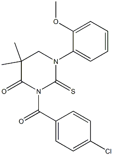 3-(4-chlorobenzoyl)-1-(2-methoxyphenyl)-5,5-dimethyl-2-thioxohexahydropyrimidin-4-one Structure