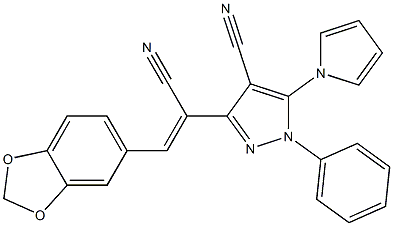 3-[2-(1,3-benzodioxol-5-yl)-1-cyanovinyl]-1-phenyl-5-(1H-pyrrol-1-yl)-1H-pyrazole-4-carbonitrile Structure