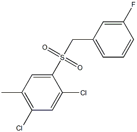 1,5-dichloro-2-[(3-fluorobenzyl)sulfonyl]-4-methylbenzene 구조식 이미지