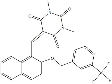 1,3-dimethyl-5-[(2-{[3-(trifluoromethyl)benzyl]oxy}-1-naphthyl)methylene]-2,4,6(1H,3H,5H)-pyrimidinetrione Structure