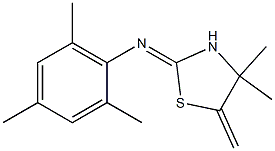 N1-(4,4-dimethyl-5-methylidene-1,3-thiazolan-2-yliden)-2,4,6-trimethylaniline 구조식 이미지