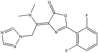 2-(2,6-difluorophenyl)-4-[(E)-1-(dimethylamino)-2-(1H-1,2,4-triazol-1-yl)ethylidene]-1,3-oxazol-5(4H)-one 구조식 이미지