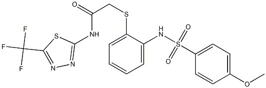 2-[(2-{[(4-methoxyphenyl)sulfonyl]amino}phenyl)sulfanyl]-N-[5-(trifluoromethyl)-1,3,4-thiadiazol-2-yl]acetamide Structure