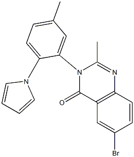 6-bromo-2-methyl-3-[5-methyl-2-(1H-pyrrol-1-yl)phenyl]-3,4-dihydroquinazolin-4-one 구조식 이미지