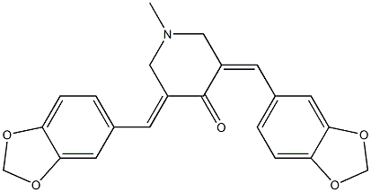 3,5-di(1,3-benzodioxol-5-ylmethylidene)-1-methylpiperidin-4-one 구조식 이미지