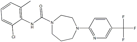 N1-(2-chloro-6-methylphenyl)-4-[5-(trifluoromethyl)-2-pyridyl]-1,4-diazepane-1-carboxamide 구조식 이미지