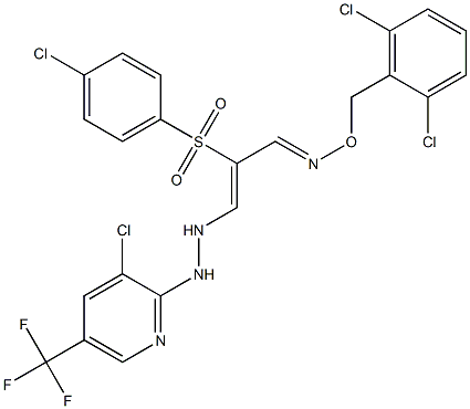 2-[(4-chlorophenyl)sulfonyl]-3-{2-[3-chloro-5-(trifluoromethyl)-2-pyridinyl]hydrazino}acrylaldehyde O-(2,6-dichlorobenzyl)oxime 구조식 이미지