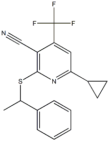 6-cyclopropyl-2-[(1-phenylethyl)sulfanyl]-4-(trifluoromethyl)nicotinonitrile Structure