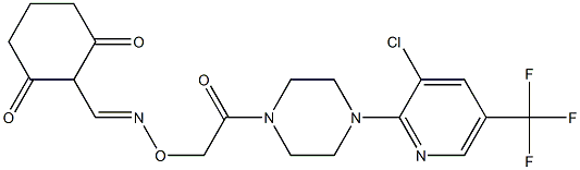 2,6-dioxocyclohexanecarbaldehyde O-(2-{4-[3-chloro-5-(trifluoromethyl)-2-pyridinyl]piperazino}-2-oxoethyl)oxime 구조식 이미지