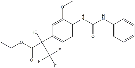 ethyl 2-{4-[(anilinocarbonyl)amino]-3-methoxyphenyl}-3,3,3-trifluoro-2-hydroxypropanoate 구조식 이미지