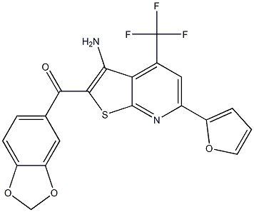 [3-amino-6-(2-furyl)-4-(trifluoromethyl)thieno[2,3-b]pyridin-2-yl](1,3-benzodioxol-5-yl)methanone 구조식 이미지