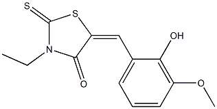 3-ethyl-5-[(E)-(2-hydroxy-3-methoxyphenyl)methylidene]-2-thioxo-1,3-thiazolan-4-one 구조식 이미지