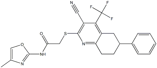 2-{[3-cyano-6-phenyl-4-(trifluoromethyl)-5,6,7,8-tetrahydro-2-quinolinyl]sulfanyl}-N-(4-methyl-1,3-oxazol-2-yl)acetamide Structure