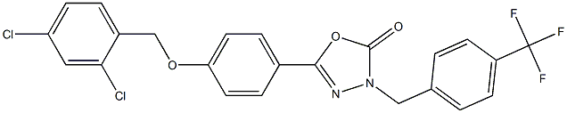 5-{4-[(2,4-dichlorobenzyl)oxy]phenyl}-3-[4-(trifluoromethyl)benzyl]-1,3,4-oxadiazol-2(3H)-one 구조식 이미지