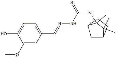 N1-(2,3,3-trimethylbicyclo[2.2.1]hept-2-yl)-2-(4-hydroxy-3-methoxybenzylidene)hydrazine-1-carbothioamide 구조식 이미지