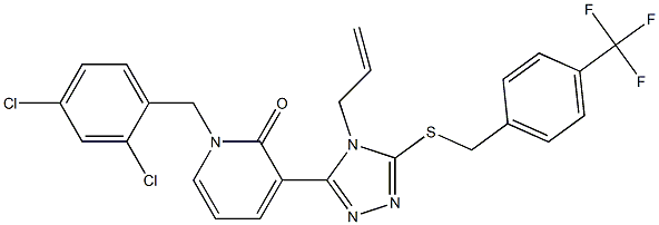 3-(4-allyl-5-{[4-(trifluoromethyl)benzyl]sulfanyl}-4H-1,2,4-triazol-3-yl)-1-(2,4-dichlorobenzyl)-2(1H)-pyridinone 구조식 이미지