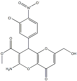 methyl 2-amino-4-(3-chloro-4-nitrophenyl)-6-(hydroxymethyl)-8-oxo-4,8-dihydropyrano[3,2-b]pyran-3-carboxylate Structure