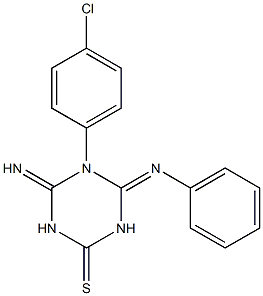 5-(4-chlorophenyl)-4-imino-6-(phenylimino)-1,3,5-triazinane-2-thione Structure