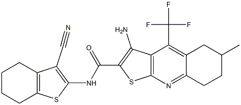 3-amino-N-(3-cyano-4,5,6,7-tetrahydro-1-benzothiophen-2-yl)-6-methyl-4-(trifluoromethyl)-5,6,7,8-tetrahydrothieno[2,3-b]quinoline-2-carboxamide 구조식 이미지