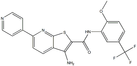 3-amino-N-[2-methoxy-5-(trifluoromethyl)phenyl]-6-(4-pyridinyl)thieno[2,3-b]pyridine-2-carboxamide 구조식 이미지