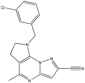 8-(3-chlorobenzyl)-5-methyl-7,8-dihydro-6H-pyrazolo[1,5-a]pyrrolo[3,2-e]pyrimidine-2-carbonitrile 구조식 이미지