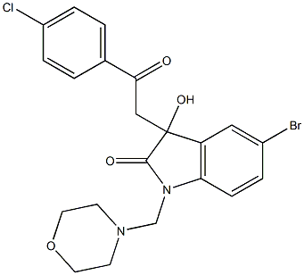 5-bromo-3-[2-(4-chlorophenyl)-2-oxoethyl]-3-hydroxy-1-(morpholinomethyl)indolin-2-one Structure
