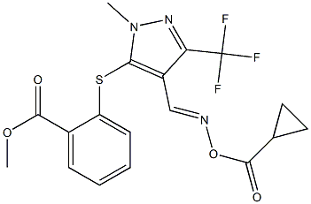 methyl 2-{[4-({[(cyclopropylcarbonyl)oxy]imino}methyl)-1-methyl-3-(trifluoromethyl)-1H-pyrazol-5-yl]sulfanyl}benzenecarboxylate Structure