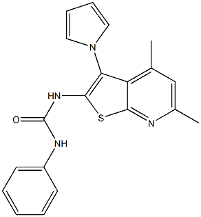 N-[4,6-dimethyl-3-(1H-pyrrol-1-yl)thieno[2,3-b]pyridin-2-yl]-N'-phenylurea 구조식 이미지