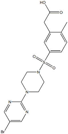 2-(5-(4-(5-brom opyrimidin-2-yl) piperazin-1-ylsulfonyl)-2-methylphenyl)acetic acid 구조식 이미지