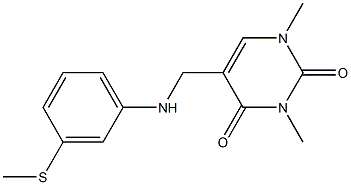 1,3-dimethyl-5-({[3-(methylsulfanyl)phenyl]amino}methyl)-1,2,3,4-tetrahydropyrimidine-2,4-dione 구조식 이미지
