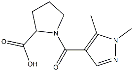 1-[(1,5-dimethyl-1H-pyrazol-4-yl)carbonyl]pyrrolidine-2-carboxylic acid Structure