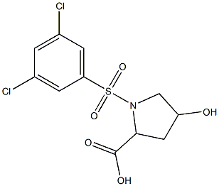 1-[(3,5-dichlorobenzene)sulfonyl]-4-hydroxypyrrolidine-2-carboxylic acid Structure