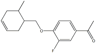 1-{3-fluoro-4-[(6-methylcyclohex-3-en-1-yl)methoxy]phenyl}ethan-1-one 구조식 이미지