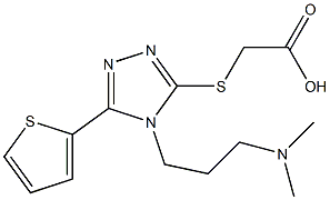2-({4-[3-(dimethylamino)propyl]-5-(thiophen-2-yl)-4H-1,2,4-triazol-3-yl}sulfanyl)acetic acid 구조식 이미지
